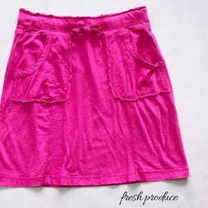 fresh produce Hot Pink Short Casual Cotton Skirt Sz S Elastic Drawstring Waist